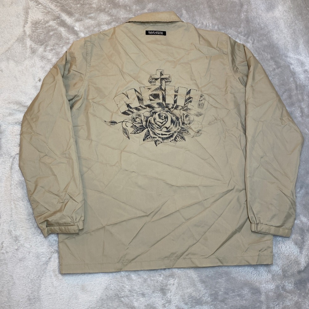 Vintage 00s Stussy X NBHD Boneyards Coaches Jacket Men's M Tan Skater Streetwear